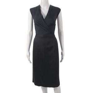 Classiques Entier Womens Black Silk Sheath Dress V Neck Sleeveless Zip Size 12